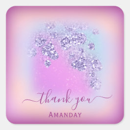 Dusty Blue Glitzer Berry Dankeschön Sweet 16. Glam Quadratischer Aufkleber