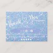 Dusty Blue Glitzer Beruflich Vielen Dank Visitenkarte (Vorderseite)