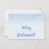 Dusty Blue Glitzer Bridesmaid Card Einladung (Vorderseite)