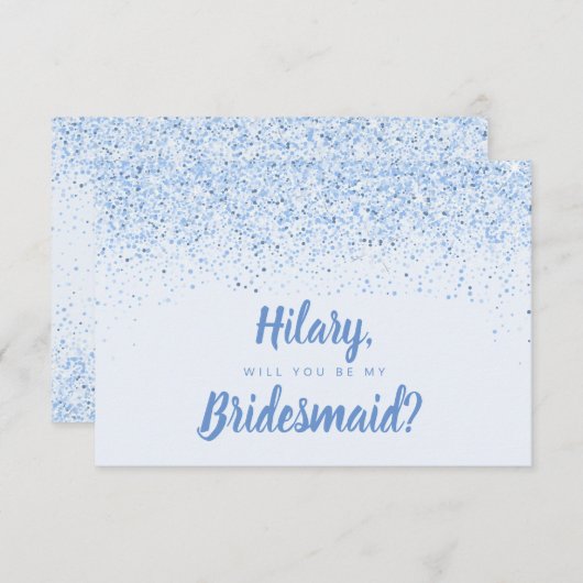 Dusty Blue Glitzer Bridesmaid Card Einladung (Vorne/Hinten)