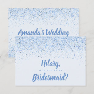 Dusty Blue Glitzer Bridesmaid Card Einladung