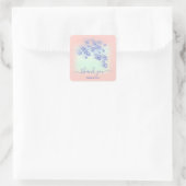 Dusty Blue Glitzer Floral Gold Confetti Mini Peach Quadratischer Aufkleber (Tasche)