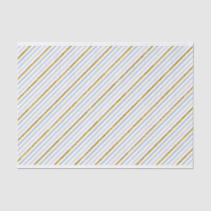 Dusty Blue & Glitzer Gold gestreift Seidenpapier