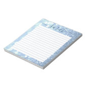 Dusty Blue Glitzer Lined Personalisiert Notizblock (Rotiert)