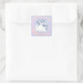 Dusty Blue Glitzer Peach Rose Dank Sweet 16. Quadratischer Aufkleber (Tasche)