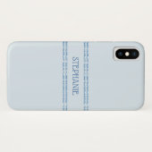 Dusty Blue Glitzer Stripes Personalisiert Case-Mate iPhone Hülle (Rückseite (Horizontal))