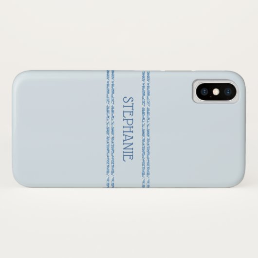 Dusty Blue Glitzer Stripes Personalisiert Case-Mate iPhone Hülle (Rückseite (Horizontal))