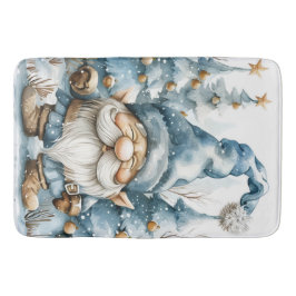 Dusty Blue Gnome und Weihnachtsbäume Badematte