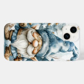 Dusty Blue Gnome und Weihnachtsbäume Case-Mate iPhone Hülle (Rückseite (Horizontal))