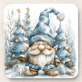 Dusty Blue Gnome und Weihnachtsbäume Getränkeuntersetzer