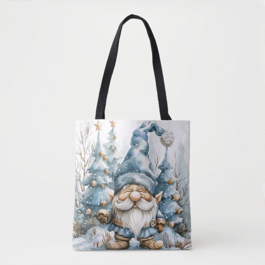 Dusty Blue Gnome und Weihnachtsbäume Tasche (Vorderseite)