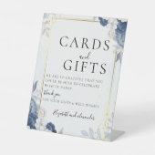 Dusty Blue Gold Blumenzwiebelkarten & Geschenke Sockelschild (Vorderseite)