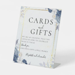 Dusty Blue Gold Blumenzwiebelkarten & Geschenke Sockelschild