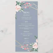 Dusty Blue | Gold | Blush Pink Floral Wedding Menükarte (Vorderseite)