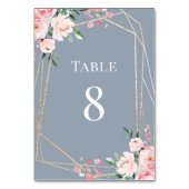 Dusty Blue | Gold | Blush Pink Floral Wedding Tischnummer (Rückseite)