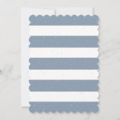 Dusty Blue Gold Cross Stars Streifen Taufe Einladung (Rückseite)