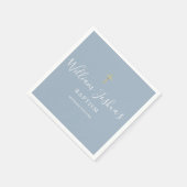 Dusty Blue Gold Cross Taufe Christening Serviette (Ecke)