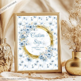 Dusty Blue Gold Custom Sign Poster