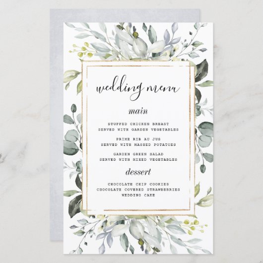 Dusty Blue Gold Elegante Rustikale Hochzeitskarten (Vorne/Hinten)