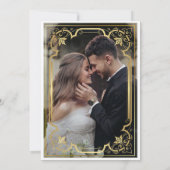 Dusty Blue Gold Elegante Verziert Romantische Hoch Einladung (Rückseite)