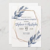 Dusty Blue Gold Eucalyptus Floral Verlobung Einladung (Vorne/Hinten)