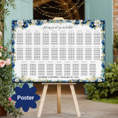 Dusty Blue Gold Floral 29 Tische Hochzeitssitze Poster