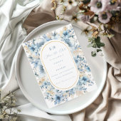 Dusty Blue Gold Floral Bloom bei einer Hochzeit Save The Date