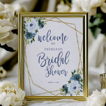 Dusty Blue Gold Floral Brautparty Willkommen Poster<br><div class="desc">Ein hübsches,  staubblaues,  geometrisches Begrüßungszeichen für ein Brautparty. Einfach mit Ihren Daten personalisieren. Bitte kontaktieren Sie mich per Chat,  wenn Sie Fragen zum Kunstwerk haben oder eine Anpassung benötigen. BITTE BEACHTEN SIE: Für Unterstützung bei Bestellungen,  Versand,  Produktinformationen usw. wenden Sie sich direkt an den Zazzle Kundenservice https://help.zazzle.com/hc/en-us/articles/221463567-How-Do-I-Contact-Zazzle-Customer-Support-.</div>