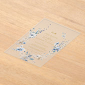 Dusty Blue Gold Floral Spring Bloom Wedding Acryleinladungen (Ablage )