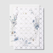 Dusty Blue Gold Floral Spring Bloom Wedding Pergament Einladungen (Versetzt (Einladung))