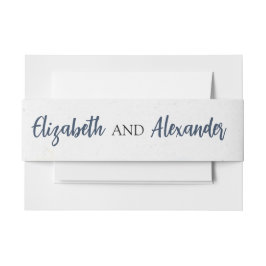 Dusty Blue Gold Floral Wedding Einladungsbanderole