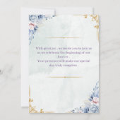Dusty Blue Gold Floral Wedding Invitation Template (Rückseite)