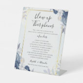 Dusty Blue Gold Floral Wedding schnuppern ihr Tele Sockelschild (Vorderseite)