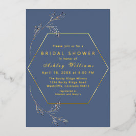Dusty Blue Gold Foil Bridal Dusche Einladung