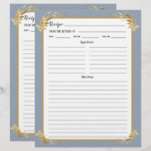 Dusty Blue Gold Foliage Recipe Binder Page (Vorne/Hinten)