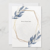 Dusty Blue Gold Frame Eukalyptus Save the Date Einladung (Rückseite)