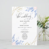 Dusty Blue Gold Geometric Floral Wedding Zeremonie (Stehend Vorderseite)