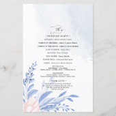 Dusty Blue Gold Geometric Floral Wedding Zeremonie (Rückseite)