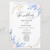 Dusty Blue Gold Geometric Floral Wedding Zeremonie (Vorne/Hinten)
