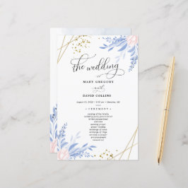 Dusty Blue Gold Geometric Floral Wedding Zeremonie