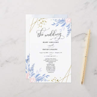 Dusty Blue Gold Geometric Floral Wedding Zeremonie
