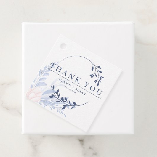 Dusty Blue Gold Geometric Pink Floral Wedding Geschenkanhänger (Beispiel)