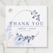 Dusty Blue Gold Geometric Pink Floral Wedding Geschenkanhänger (Vorderseite)