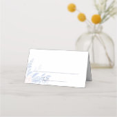 Dusty Blue Gold Geometric Pink Floral Wedding Platzkarte (Vorderseite)