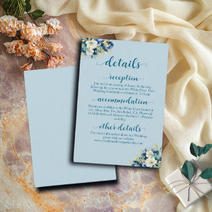 Dusty Blue Gold Glitzer Blumenzettel Begleitkarte