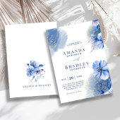 Dusty Blue & Gold Glitzer Elegante Hochzeit der Bl Einladung