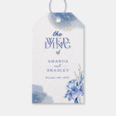 Dusty Blue Gold Glitzer Elegante Rustikale Hochzei Geschenkanhänger (Vorderseite)