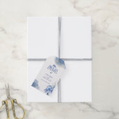 Dusty Blue Gold Glitzer Elegante Rustikale Hochzei Geschenkanhänger (Mit Garn)