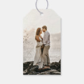 Dusty Blue Gold Glitzer Elegante Rustikale Hochzei Geschenkanhänger (Rückseite)