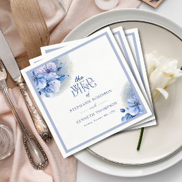 Dusty Blue Gold Glitzer Elegante Rustikale Hochzei Serviette